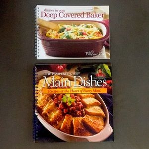 Pampered Chef cookbooks/2 . Main Dishes and Deep Covered Baker. New, never used.